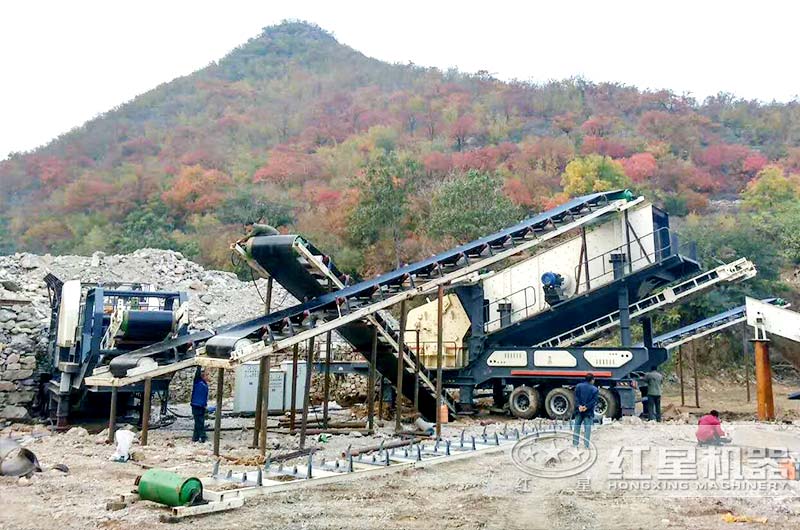 上海时产200吨石灰石移动破生产线