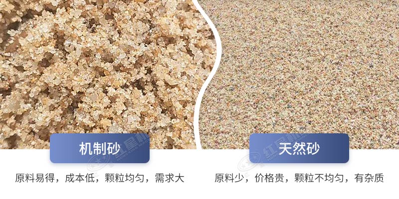 石头生产的沙子和天然沙对比